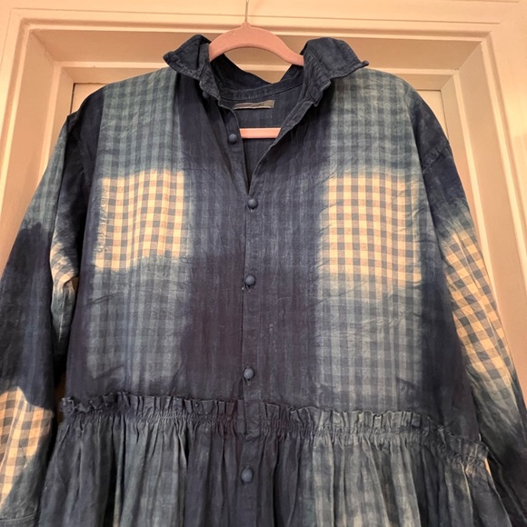Ichi Antiquities Gingham Indigo Dress - Picture 2 of 4